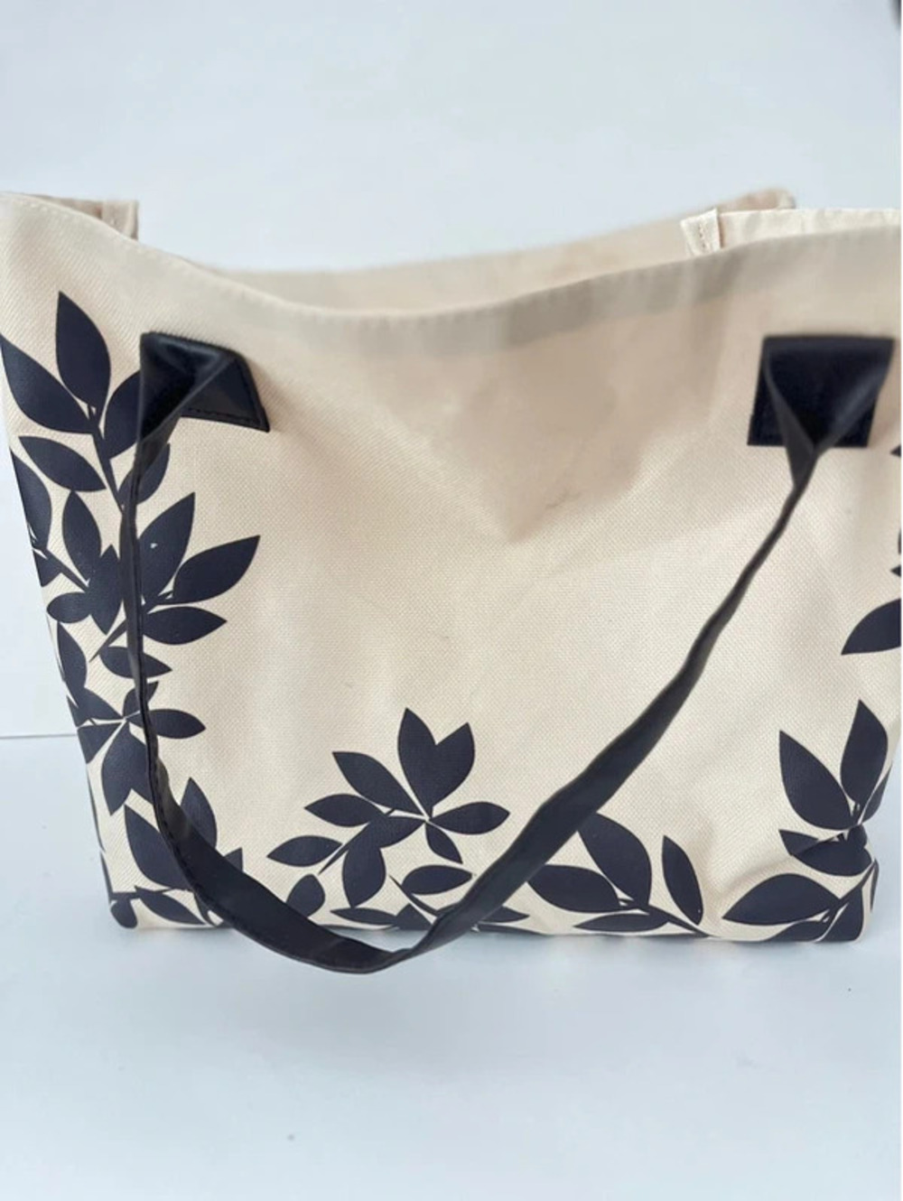 Tuscan Hills beige white Tote with Brown Leave handbag s